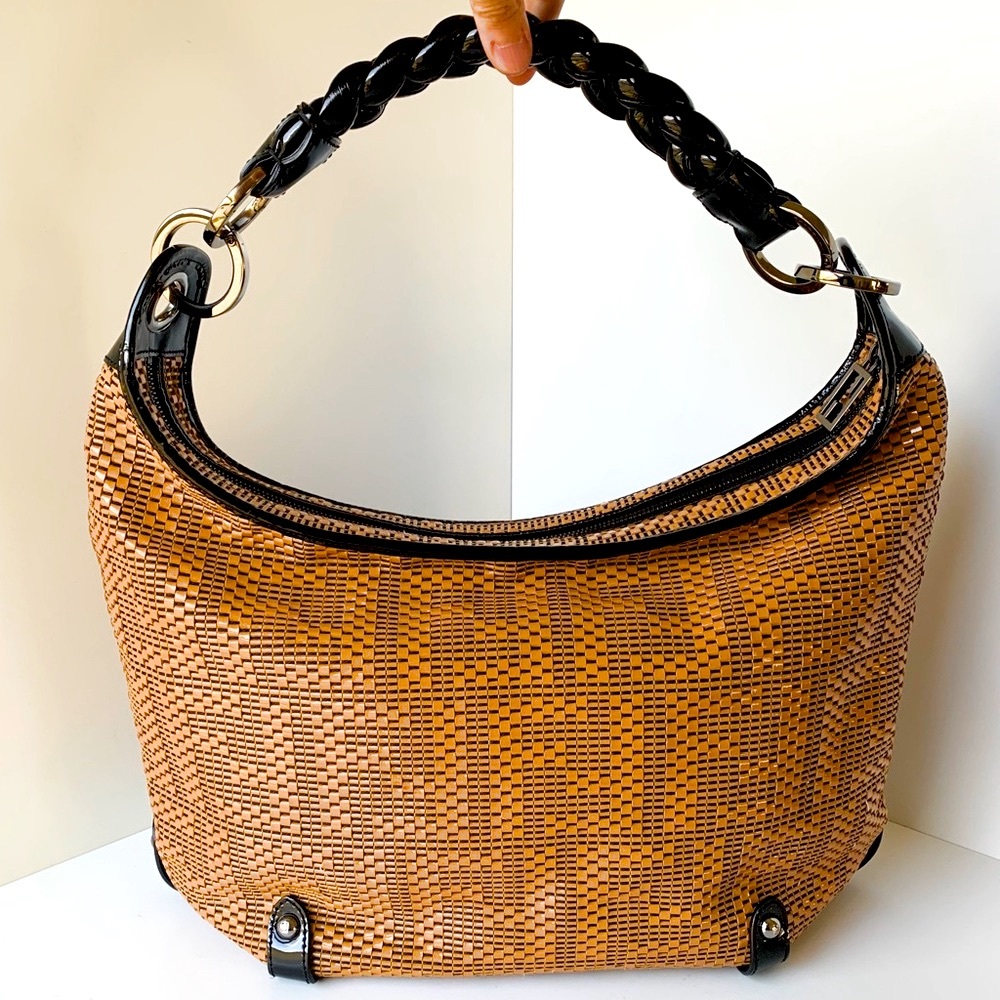 Fendi Patent Leather Hobo Logo Bag